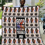 John Lewis Quilt with Mugshot Collage Design Civil Rights Portrait Good Trouble Tribute - African Pride
