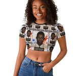 John Lewis Raglan Cropped T shirt with Mugshot Collage Design Civil Rights Portrait Good Trouble Tribute - African Pride