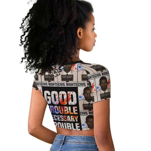 John Lewis Raglan Cropped T shirt with Mugshot Collage Design Civil Rights Portrait Good Trouble Tribute - African Pride