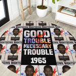 John Lewis Round Carpet with Mugshot Collage Design Civil Rights Portrait Good Trouble Tribute - African Pride