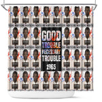 John Lewis Shower Curtain with Mugshot Collage Design Civil Rights Portrait Good Trouble Tribute - African Pride
