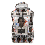 John Lewis Sleeveless Hoodie with Mugshot Collage Design Civil Rights Portrait Good Trouble Tribute - African Pride