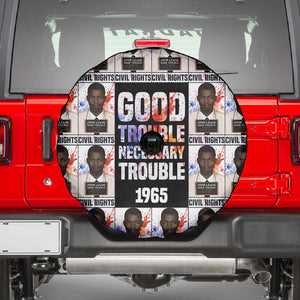 John Lewis Spare Tire Cover with Mugshot Collage Design Civil Rights Portrait Good Trouble Tribute - African Pride