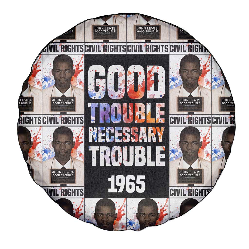 John Lewis Spare Tire Cover with Mugshot Collage Design Civil Rights Portrait Good Trouble Tribute - African Pride