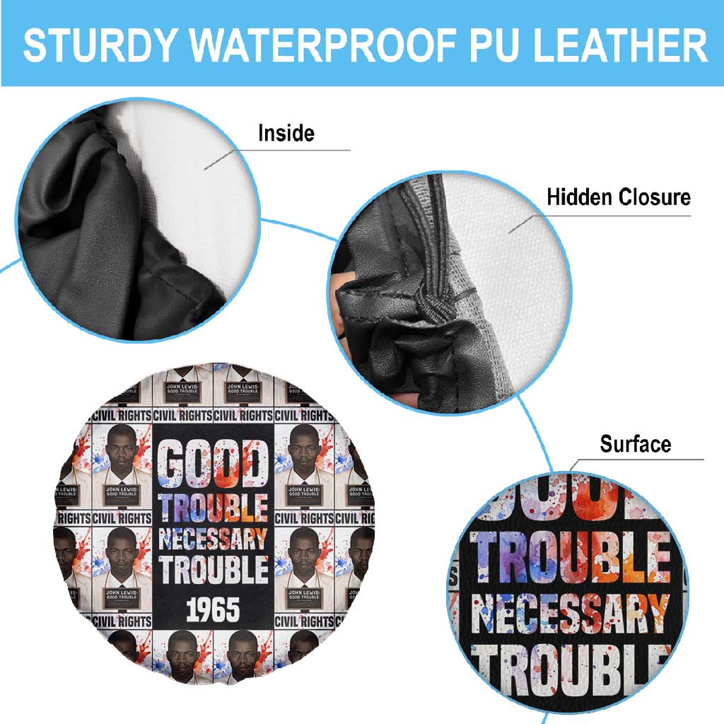 John Lewis Spare Tire Cover with Mugshot Collage Design Civil Rights Portrait Good Trouble Tribute - African Pride