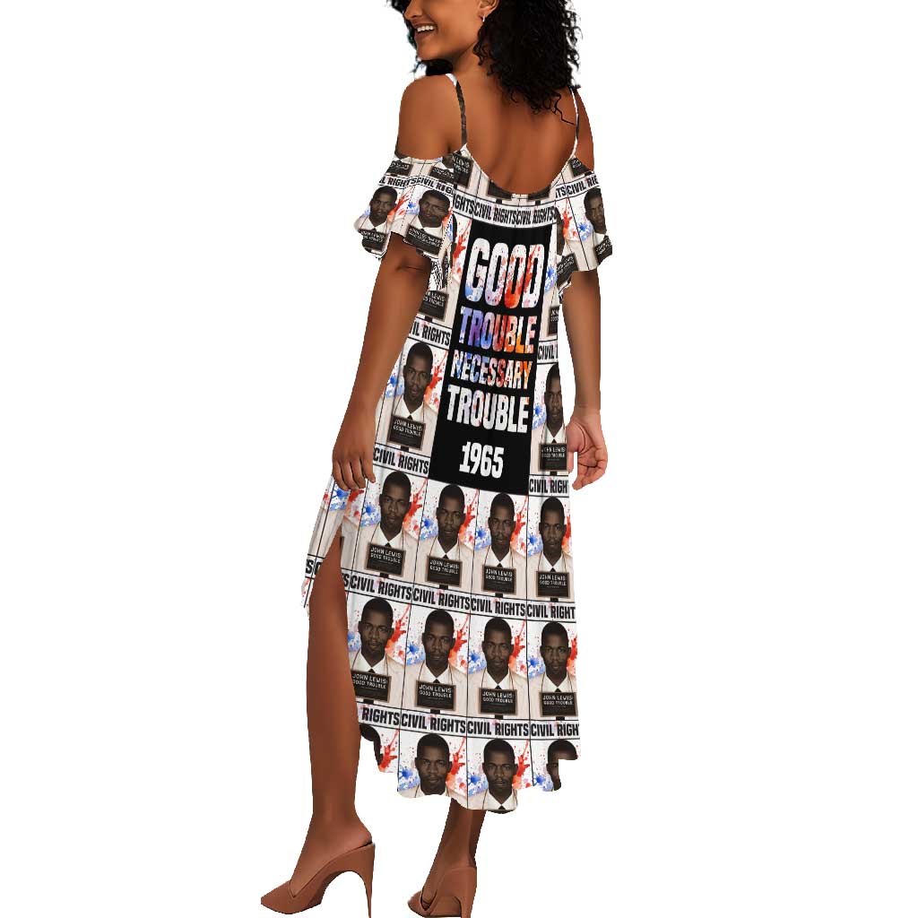 John Lewis Summer Maxi Dress with Mugshot Collage Design Civil Rights Portrait Good Trouble Tribute - African Pride