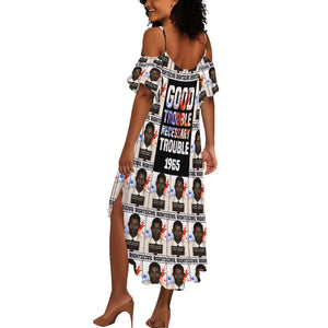John Lewis Summer Maxi Dress with Mugshot Collage Design Civil Rights Portrait Good Trouble Tribute - African Pride