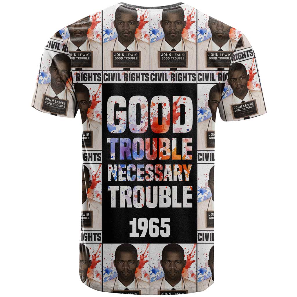 John Lewis T shirt with Mugshot Collage Design Civil Rights Portrait Good Trouble Tribute - African Pride