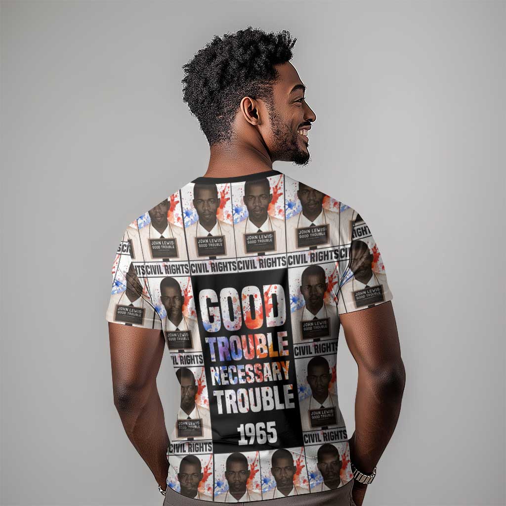 John Lewis T shirt with Mugshot Collage Design Civil Rights Portrait Good Trouble Tribute - African Pride