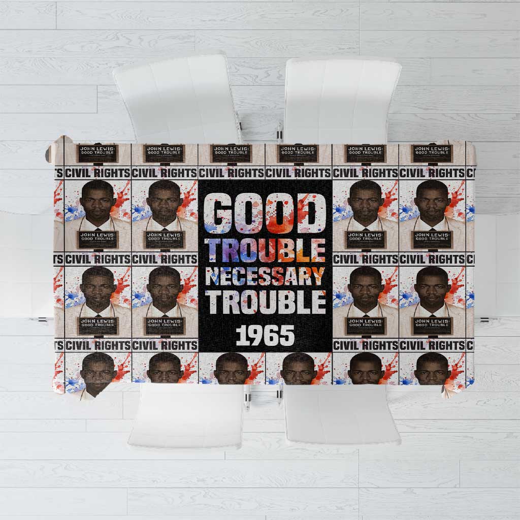 John Lewis Tablecloth with Mugshot Collage Design Civil Rights Portrait Good Trouble Tribute - African Pride