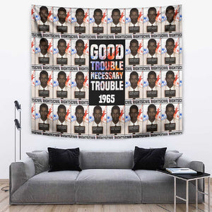 John Lewis Tapestry with Mugshot Collage Design Civil Rights Portrait Good Trouble Tribute - African Pride