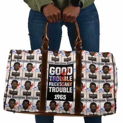 John Lewis Travel Bag with Mugshot Collage Design Civil Rights Portrait Good Trouble Tribute - African Pride