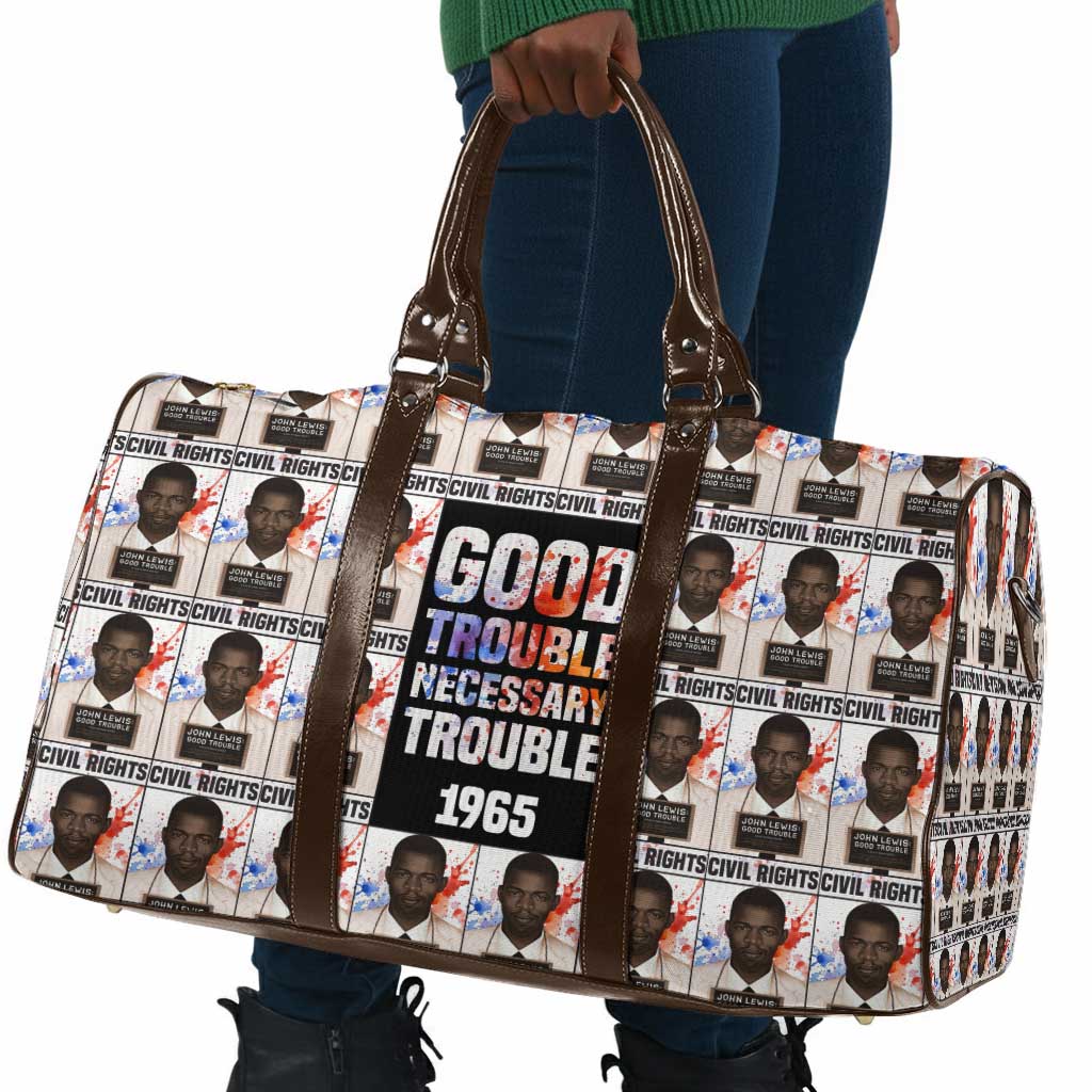 John Lewis Travel Bag with Mugshot Collage Design Civil Rights Portrait Good Trouble Tribute - African Pride