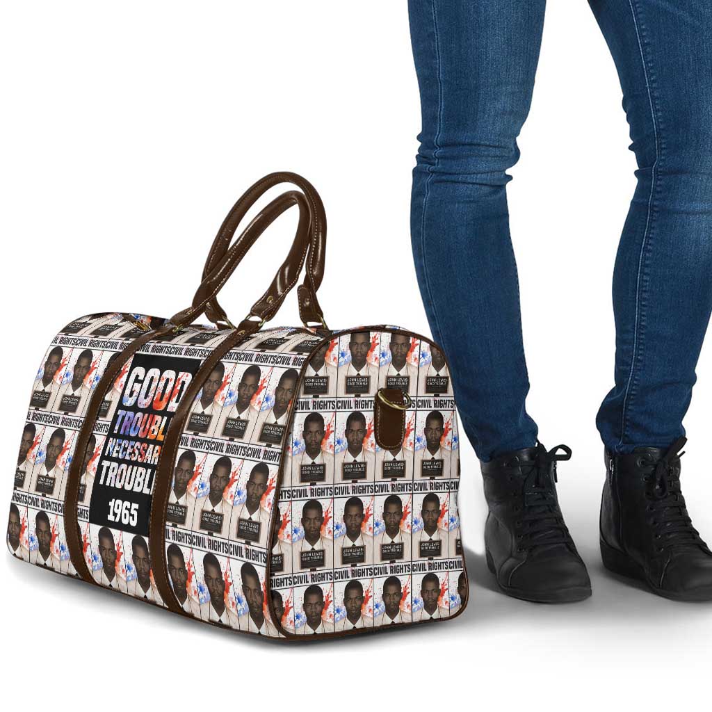 John Lewis Travel Bag with Mugshot Collage Design Civil Rights Portrait Good Trouble Tribute - African Pride