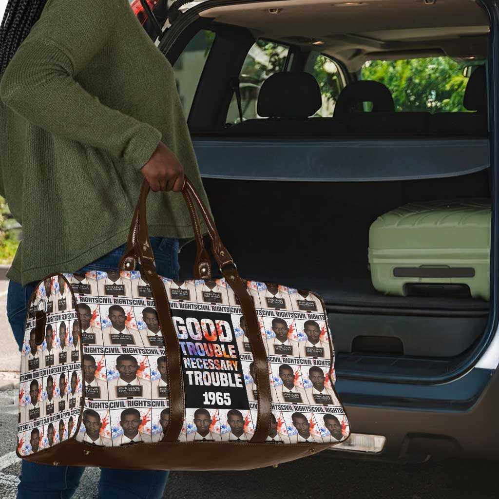John Lewis Travel Bag with Mugshot Collage Design Civil Rights Portrait Good Trouble Tribute - African Pride