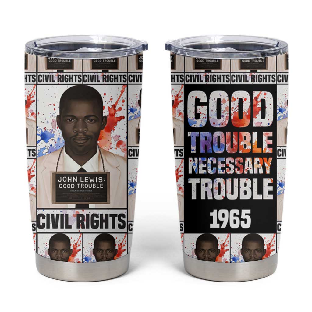 John Lewis Tumbler Cup with Mugshot Collage Design Civil Rights Portrait Good Trouble Tribute - African Pride