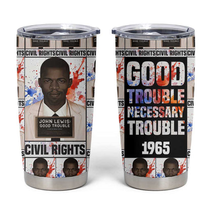 John Lewis Tumbler Cup with Mugshot Collage Design Civil Rights Portrait Good Trouble Tribute - African Pride