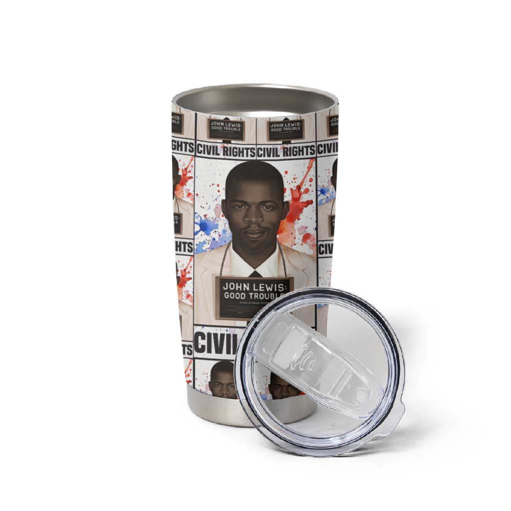 John Lewis Tumbler Cup with Mugshot Collage Design Civil Rights Portrait Good Trouble Tribute - African Pride