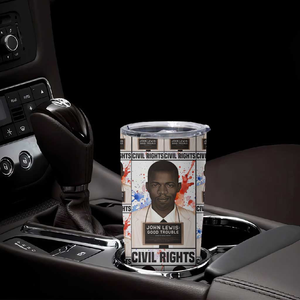 John Lewis Tumbler Cup with Mugshot Collage Design Civil Rights Portrait Good Trouble Tribute - African Pride