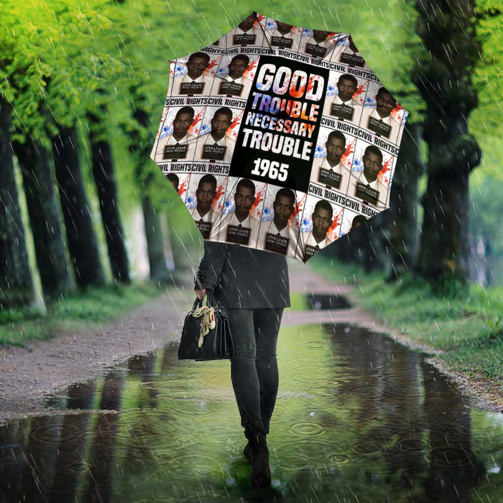 John Lewis Umbrella with Mugshot Collage Design Civil Rights Portrait Good Trouble Tribute - African Pride
