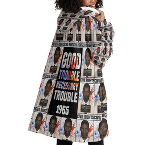 John Lewis Wearable Blanket Hoodie with Mugshot Collage Design Civil Rights Portrait Good Trouble Tribute - African Pride
