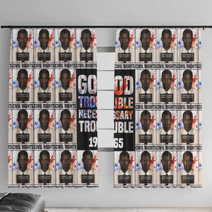 John Lewis Window Curtain with Mugshot Collage Design Civil Rights Portrait Good Trouble Tribute - African Pride