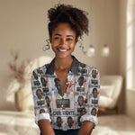 John Lewis Women Casual Shirt with Mugshot Collage Design Civil Rights Portrait Good Trouble Tribute - African Pride