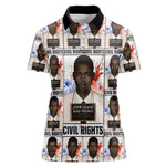 John Lewis Women Polo Shirt with Mugshot Collage Design Civil Rights Portrait Good Trouble Tribute - African Pride