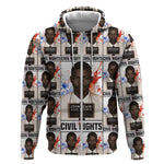 John Lewis Zip Hoodie with Mugshot Collage Design Civil Rights Portrait Good Trouble Tribute - African Pride