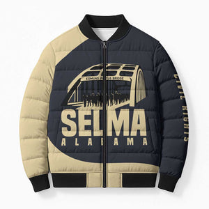 John Lewis Bomber Puffer Jacket with Selma Bridge Graphic Civil Rights and Voting Rights Tribute - African Pride
