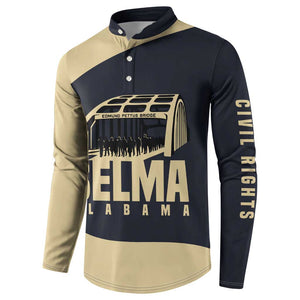 John Lewis Button Sweatshirt with Selma Bridge Graphic Civil Rights and Voting Rights Tribute