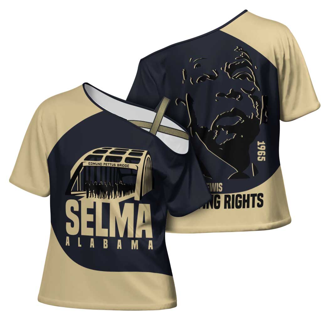 John Lewis Cross Shoulder Shirt with Selma Bridge Graphic Civil Rights and Voting Rights Tribute - African Pride