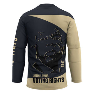 John Lewis Hockey Jersey with Selma Bridge Graphic Civil Rights and Voting Rights Tribute - African Pride