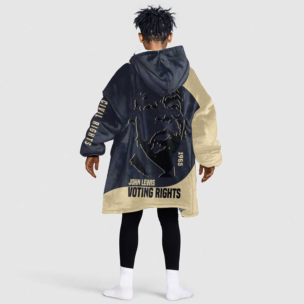 John Lewis Kid Wearable Blanket Hoodie with Selma Bridge Graphic Civil Rights and Voting Rights Tribute - African Pride