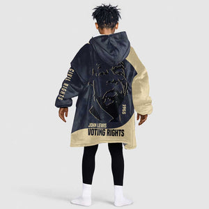 John Lewis Kid Wearable Blanket Hoodie with Selma Bridge Graphic Civil Rights and Voting Rights Tribute - African Pride