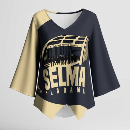 John Lewis Kimono Sleeve Blouse with Selma Bridge Graphic Civil Rights and Voting Rights Tribute - African Pride