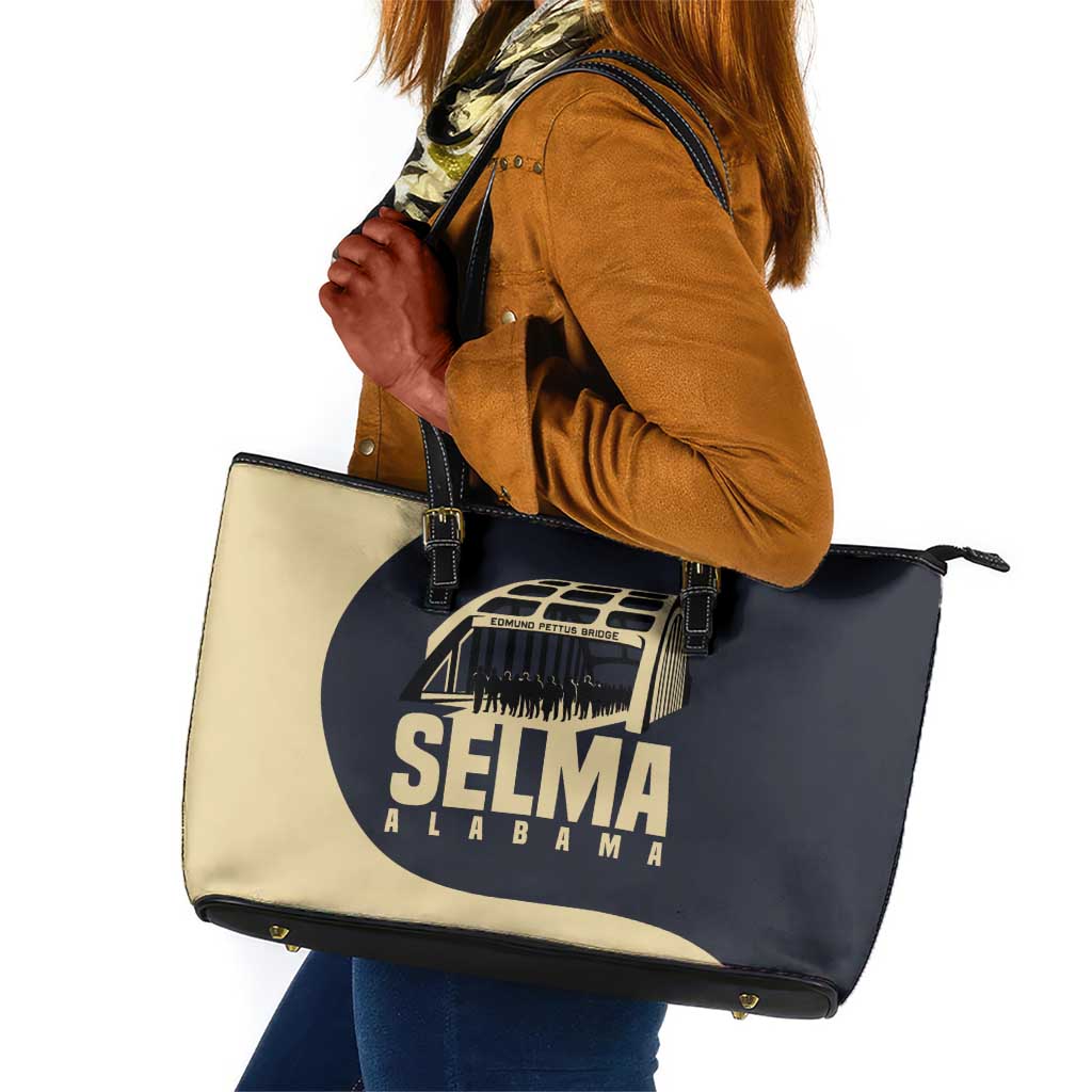 John Lewis Leather Tote Bag with Selma Bridge Graphic Civil Rights and Voting Rights Tribute - African Pride