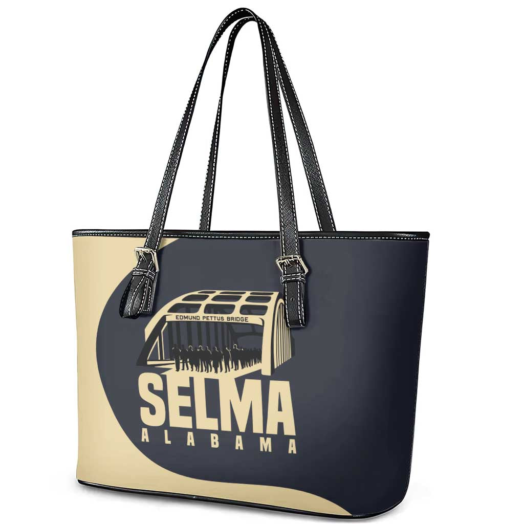 John Lewis Leather Tote Bag with Selma Bridge Graphic Civil Rights and Voting Rights Tribute - African Pride