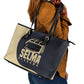 John Lewis Leather Tote Bag with Selma Bridge Graphic Civil Rights and Voting Rights Tribute - African Pride
