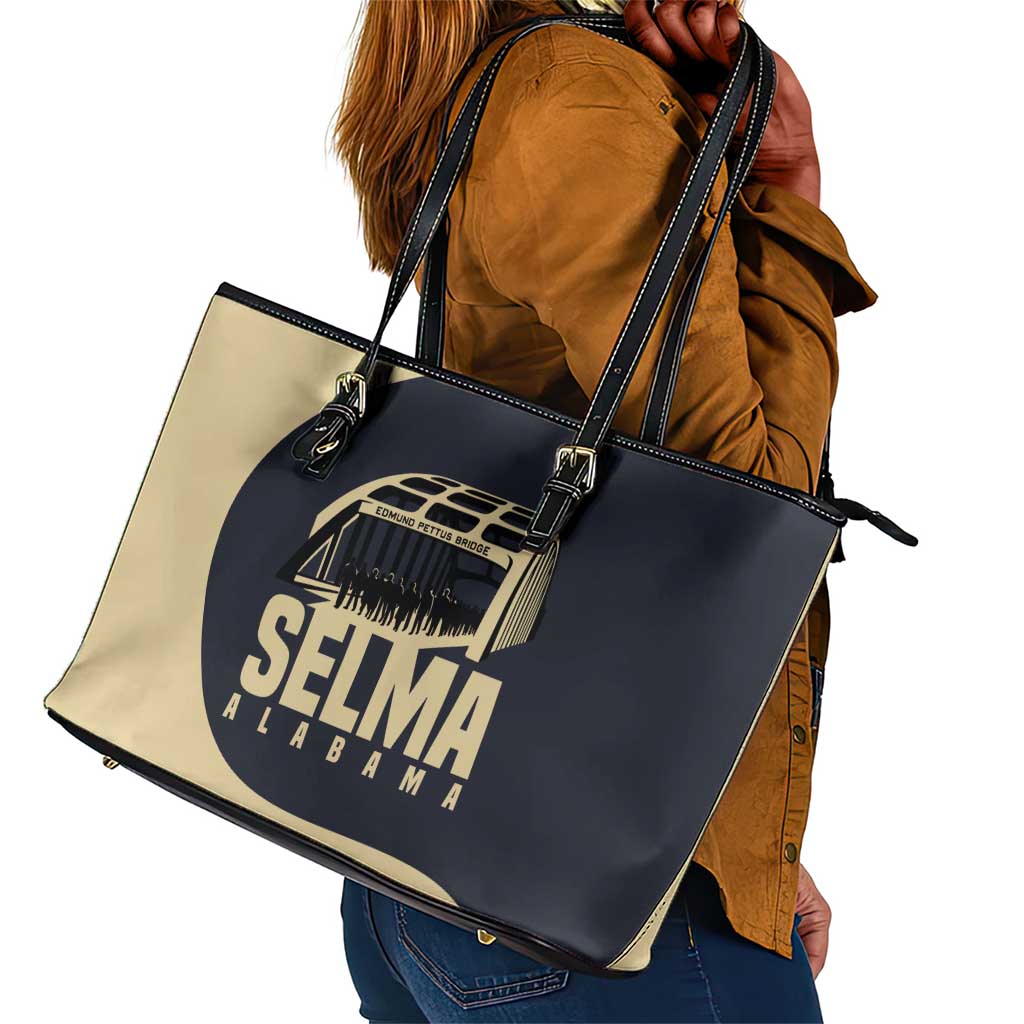 John Lewis Leather Tote Bag with Selma Bridge Graphic Civil Rights and Voting Rights Tribute - African Pride