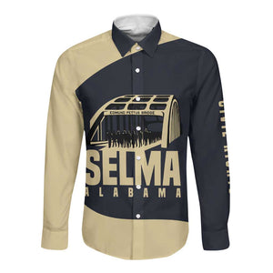 John Lewis Long Sleeve Button Shirt with Selma Bridge Graphic Civil Rights and Voting Rights Tribute - African Pride