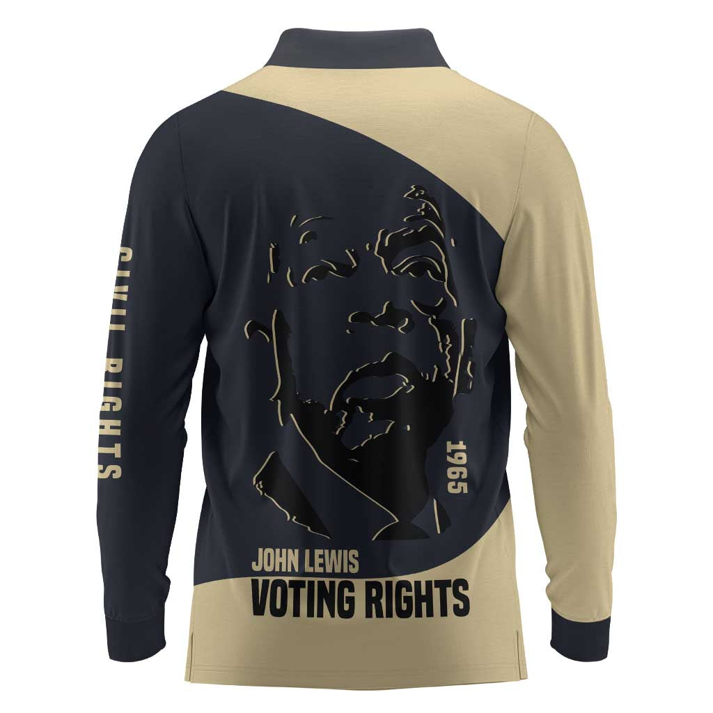 John Lewis Long Sleeve Polo Shirt with Selma Bridge Graphic Civil Rights and Voting Rights Tribute - African Pride