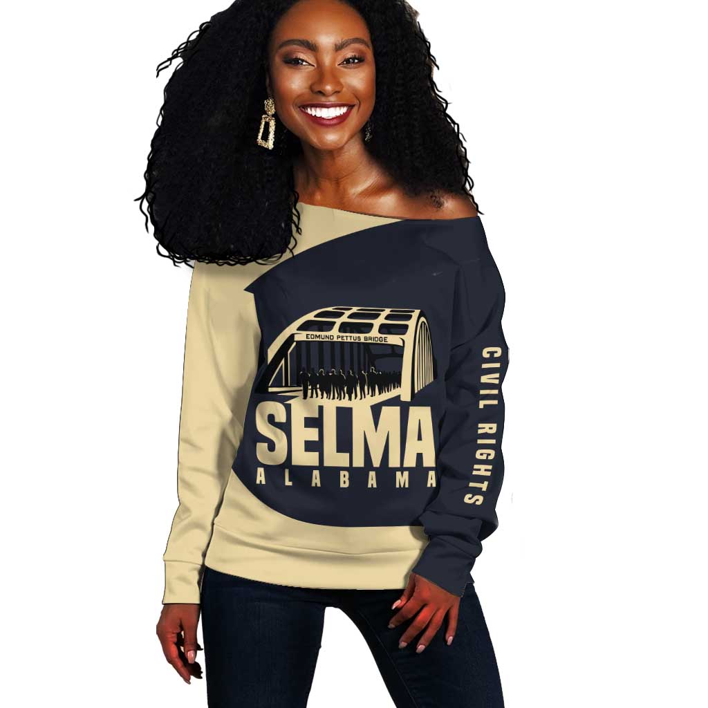 John Lewis Off Shoulder Sweater with Selma Bridge Graphic Civil Rights and Voting Rights Tribute - African Pride