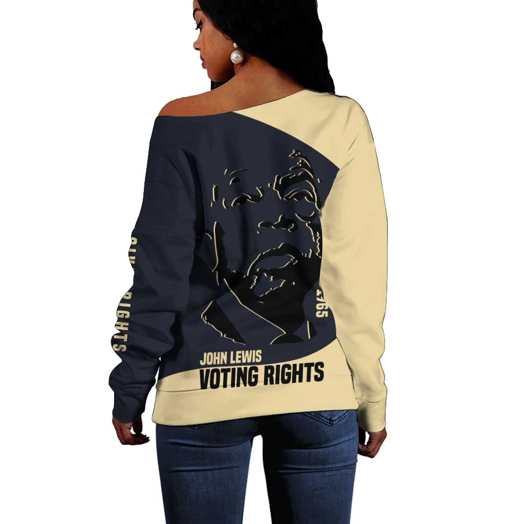 John Lewis Off Shoulder Sweater with Selma Bridge Graphic Civil Rights and Voting Rights Tribute - African Pride