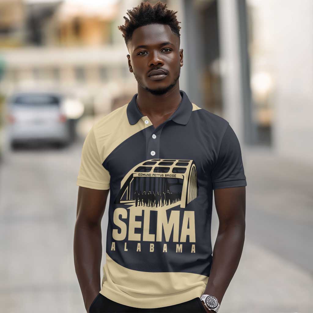 John Lewis Polo Shirt with Selma Bridge Graphic Civil Rights and Voting Rights Tribute - African Pride