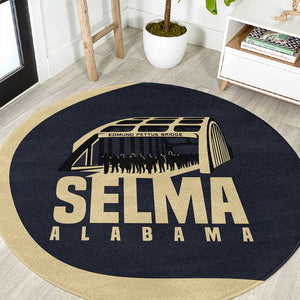 John Lewis Round Carpet with Selma Bridge Graphic Civil Rights and Voting Rights Tribute - African Pride