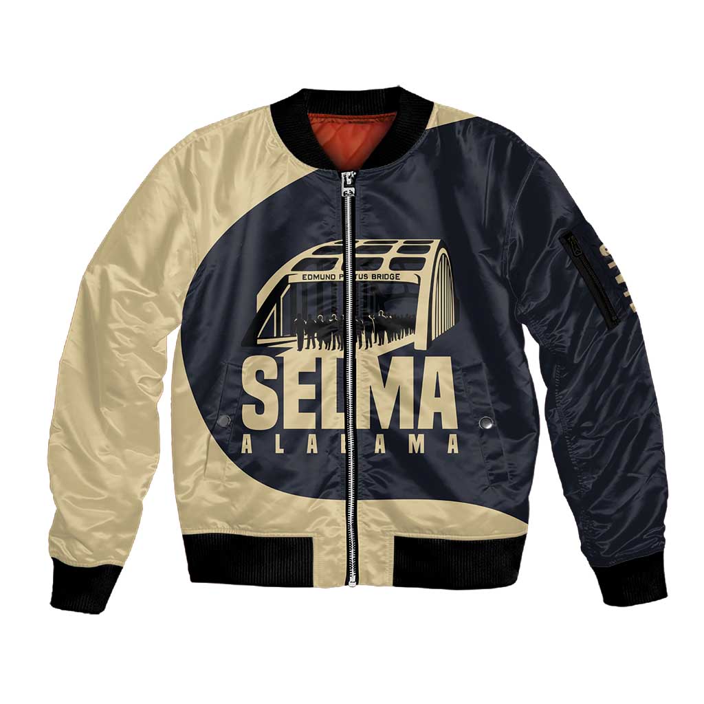 John Lewis Sleeve Zip Bomber Jacket with Selma Bridge Graphic Civil Rights and Voting Rights Tribute - African Pride