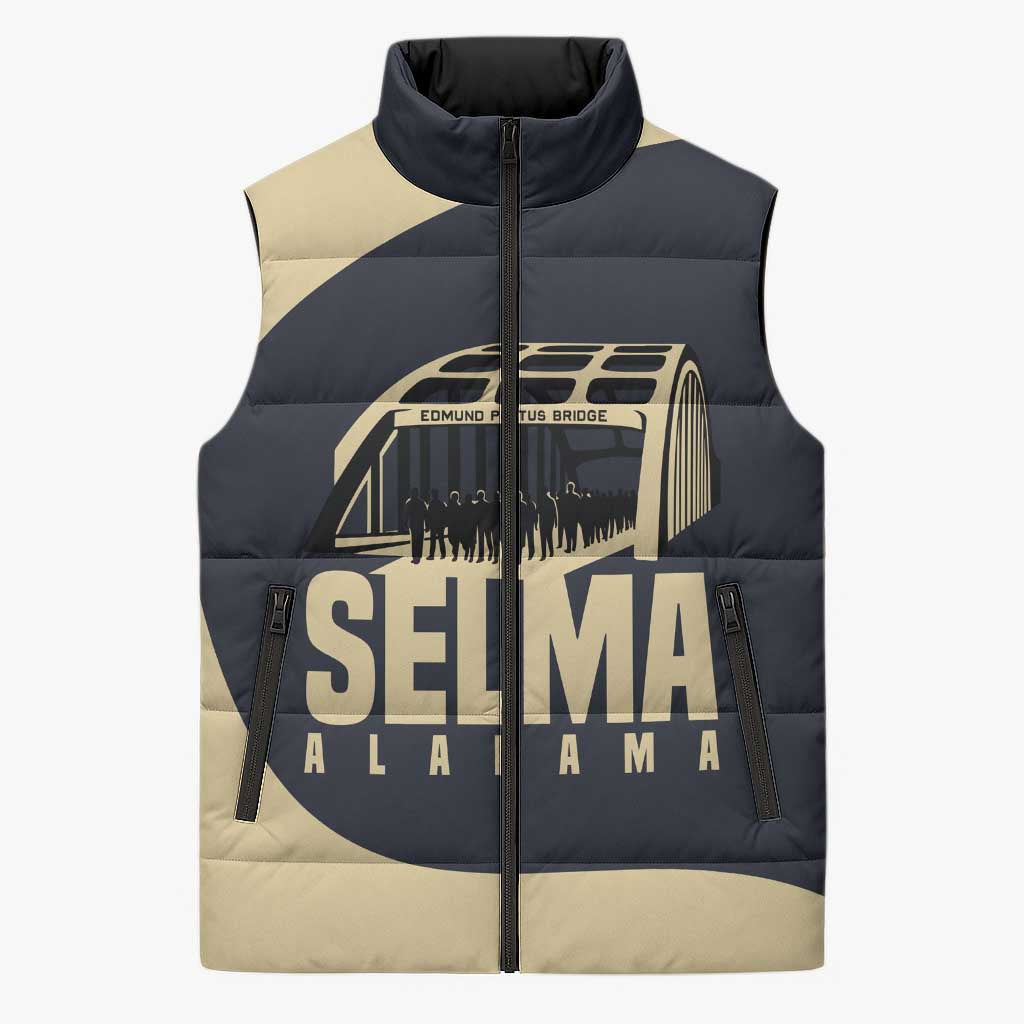 John Lewis Sleeveless Puffer Jacket with Selma Bridge Graphic Civil Rights and Voting Rights Tribute - African Pride