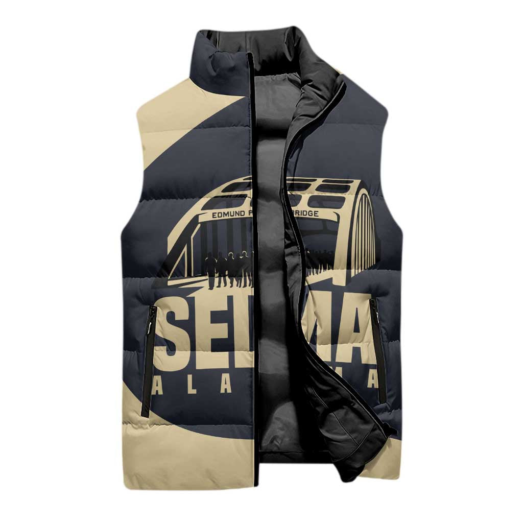 John Lewis Sleeveless Puffer Jacket with Selma Bridge Graphic Civil Rights and Voting Rights Tribute - African Pride