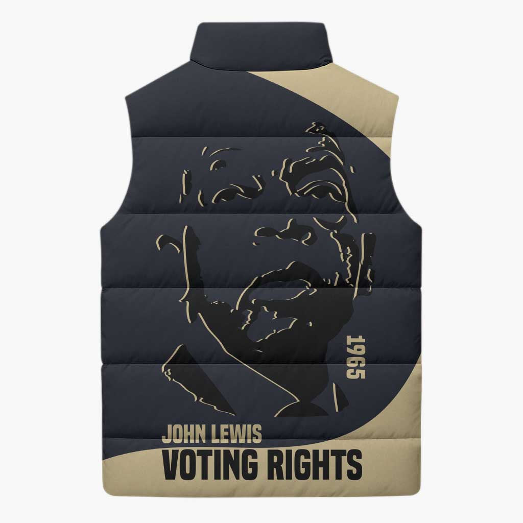 John Lewis Sleeveless Puffer Jacket with Selma Bridge Graphic Civil Rights and Voting Rights Tribute - African Pride